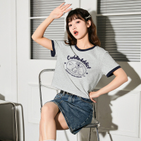 [2.5折价59元]爱宠大机密联名唐狮短袖T恤女新款小个子短款上衣女甜辣sz