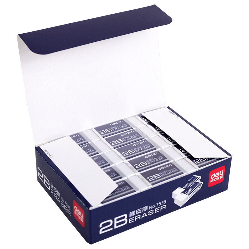 得力(deli)7536橡皮擦儿童橡皮擦学生橡皮擦小橡皮2B考试美术橡皮擦 一盒装