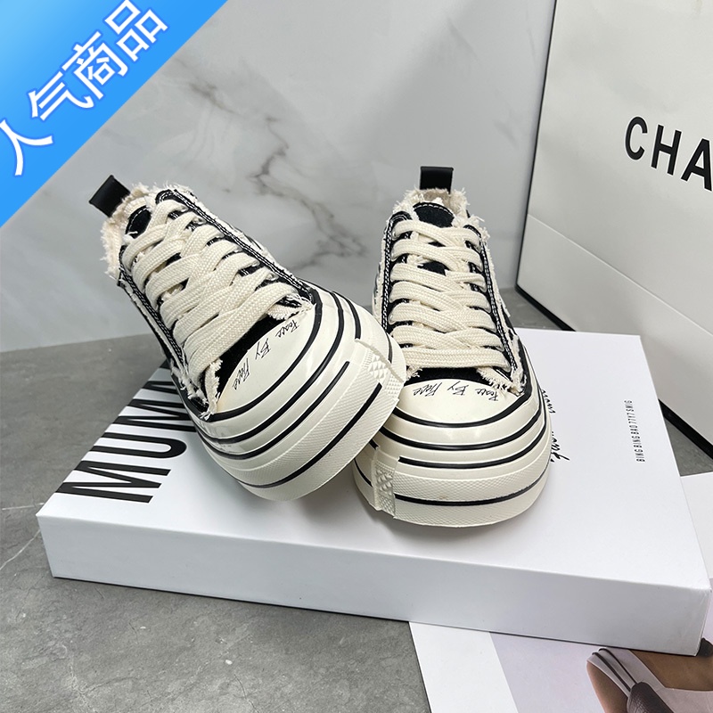 SUNTEK吴建豪帆布鞋女2023夏季新款百搭休闲网红流浪乞丐鞋厚底增高板鞋高清大图