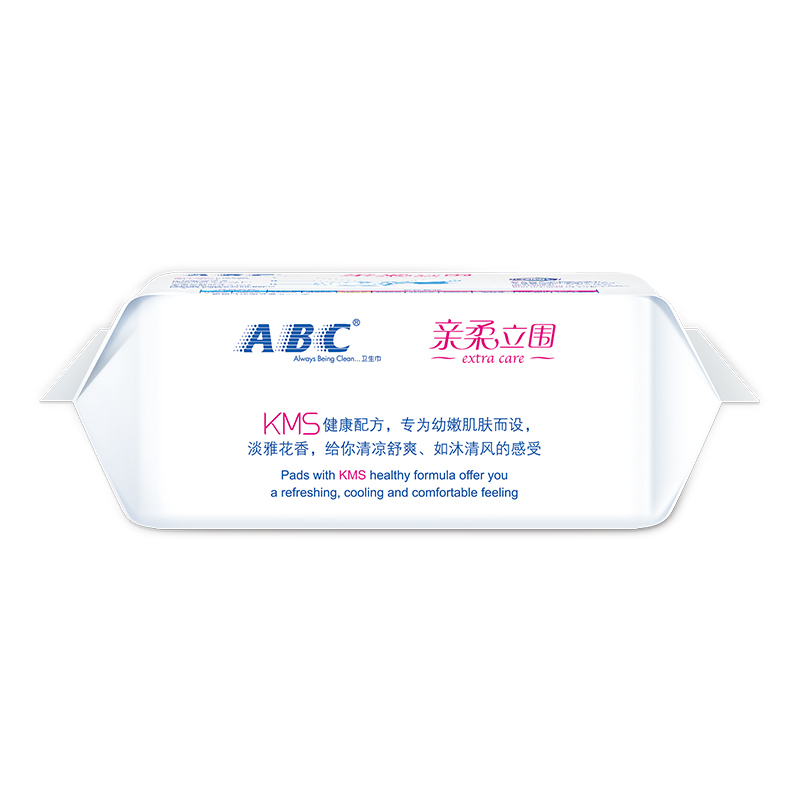 ABC夜用卫生巾 亲柔立围轻透薄棉柔280mm*8片 (含KMS健康配方)姨妈巾