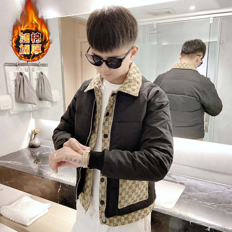 BaLuoShang秋冬新款潮流网红加厚保暖棉服痞帅精神小伙翻领棉袄羽绒外套男士棉衣