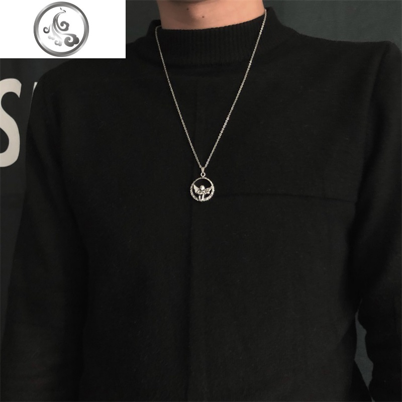 ins风天使项链许愿锁骨毛衣链蹦迪土酷个性街头闺蜜组合潮 JiMi高清大图