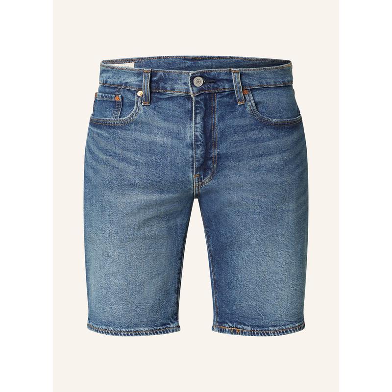 Levi’s男士修身短裤窄版牛仔短裤五口袋拉链设计做旧效果柔软舒适