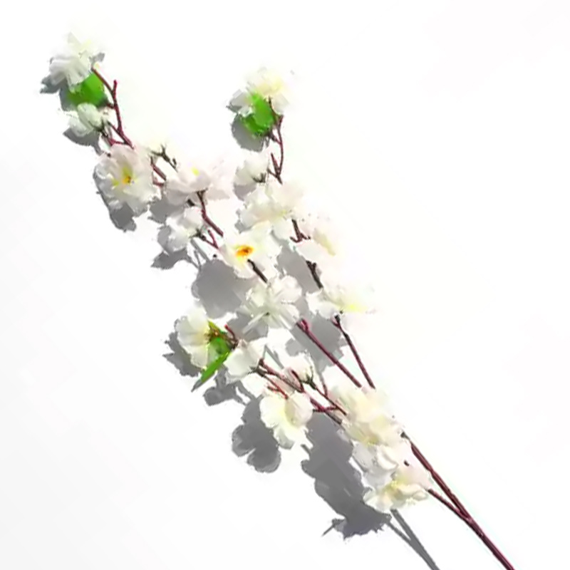 汇特益 仿真桃花假花客厅高级仿真花 单支塑料干花摆件 68厘米中桃花-白色(单位:支)高清大图