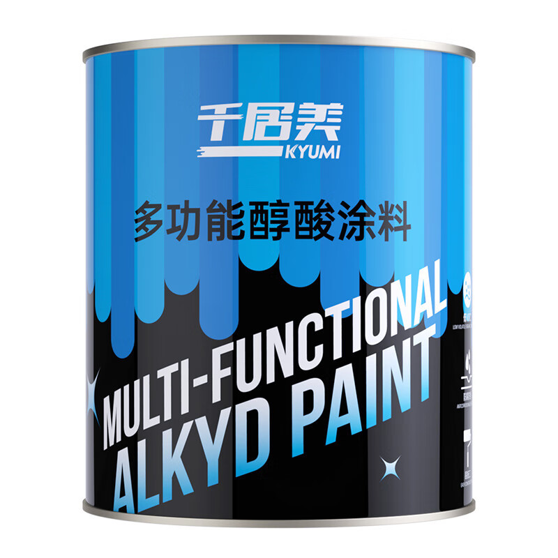 千居美安全型醇酸磁漆 钢结构铁栏杆金属防锈防腐工程油漆 3KG 黑色