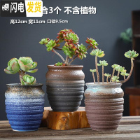 三维工匠老桩花盆大号创意粗陶透气个性肉肉植物高盆室内多肉花盆 XYD-04陶罐组合2个 大花盆容器