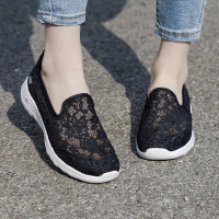 Skechers斯凯奇女鞋新款一脚蹬休闲鞋轻质蕾丝健步鞋896020-BKW ZP