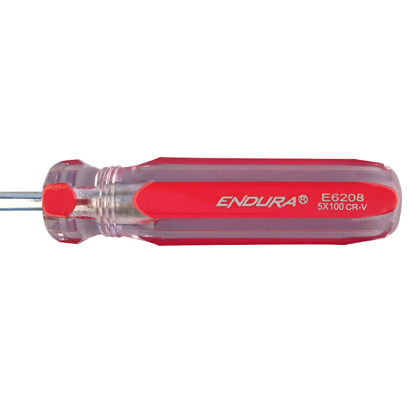 力易得（ENDURA）Cr-V彩条一字螺丝批 磁性一字螺丝刀8*200mm货号E6218（5把起订 拍少不发货 不零售）