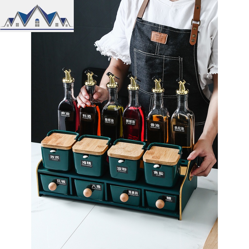 轻奢盐糖味精调料盒组合套装北欧陶瓷调味罐子佐料收纳盒油瓶厨房_1_966高清大图