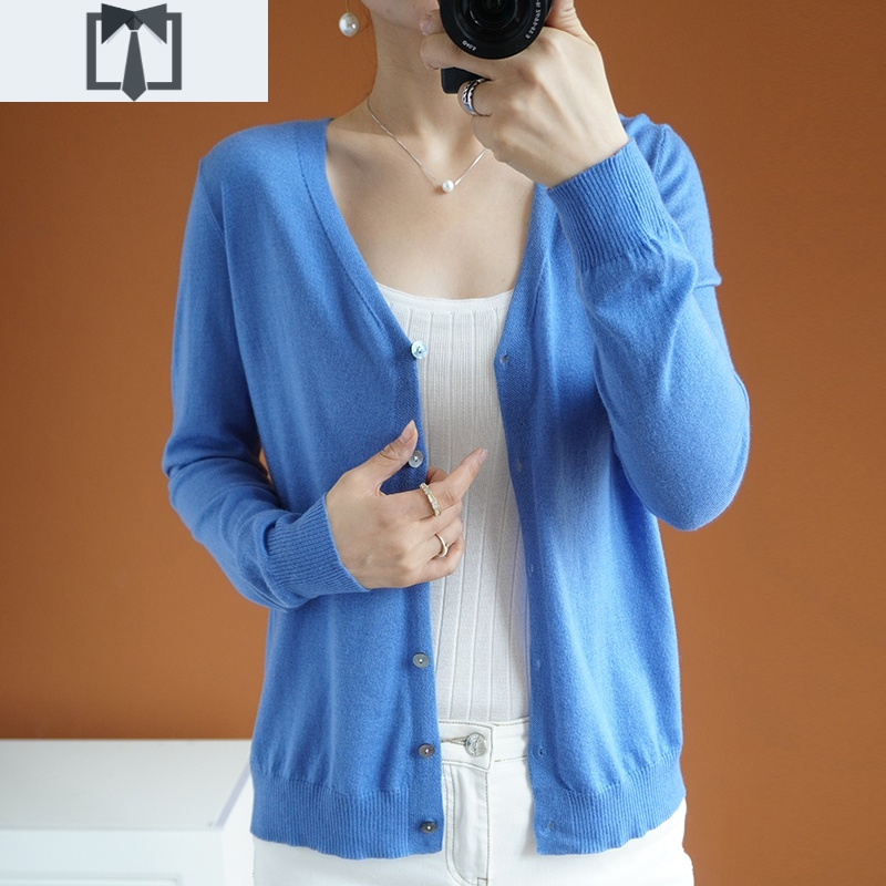 suntek外搭针织开衫女春秋薄款女士毛衣外套2020新款针织衫秋季新款短