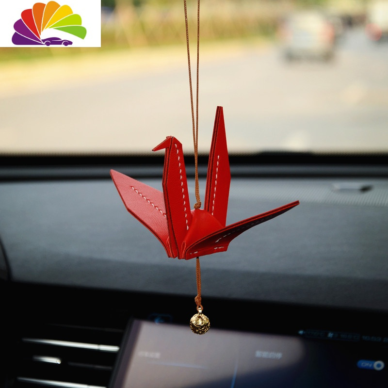 纸鹤皮车挂网红汽车挂件创意汽车后视镜挂饰车吊坠红色千纸鹤山皮视频