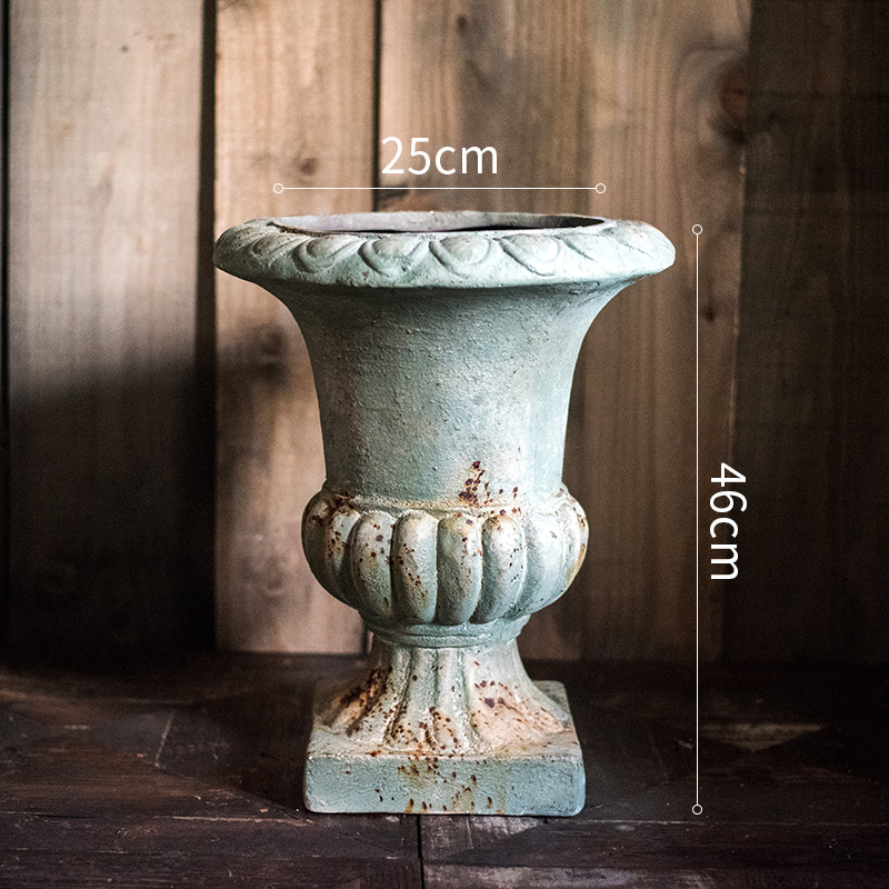家柏饰(CORATED)古旧锈痕罗马柱盆大型花盆花瓶装饰摆件庭院花园橱窗陈列 F款 大高清大图