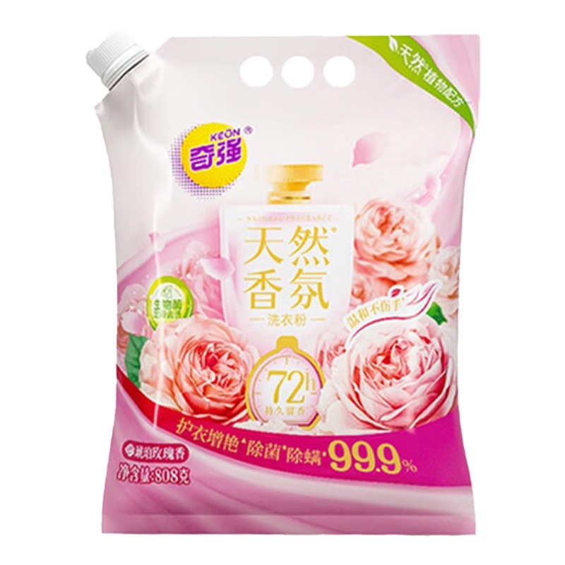 奇强香氛洗衣粉强效去污温和护手持久留香除菌除螨琥珀玫瑰香808g
