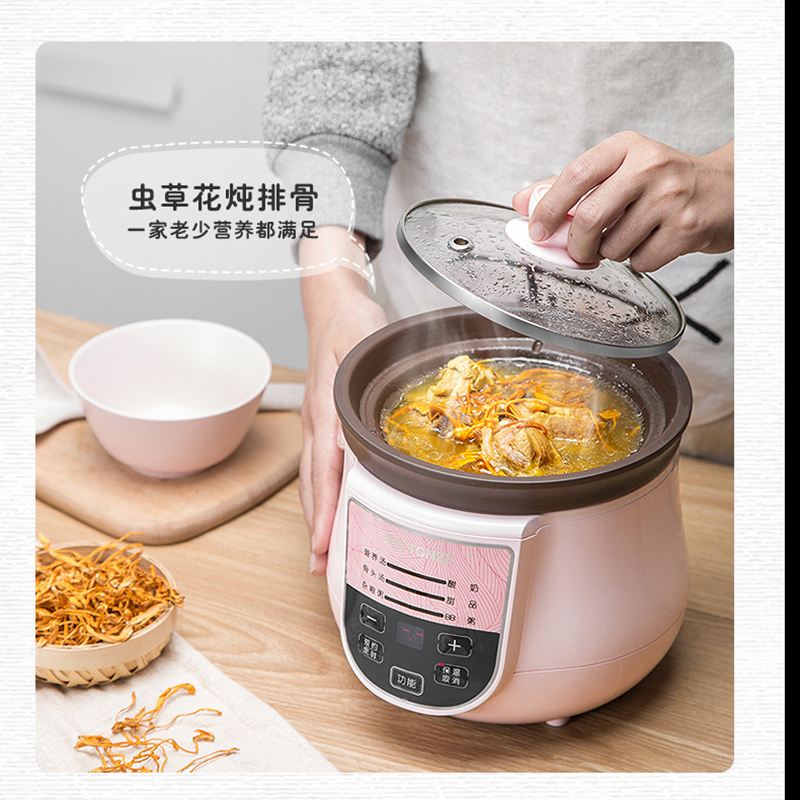 天际(TONZE)电炖锅1L 迷你BB粥 煲汤酸奶 宝宝营养辅食炖汤煲粥燕窝隔水炖盅陶瓷内胆智能DGD10-10EZWD