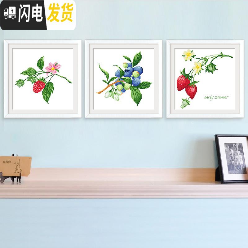 三维工匠十字绣小件2019新款线绣餐厅小型学生手工简约现代 [国产生态棉3股线][一套更优惠3种图案各1件][尺寸30*高清大图