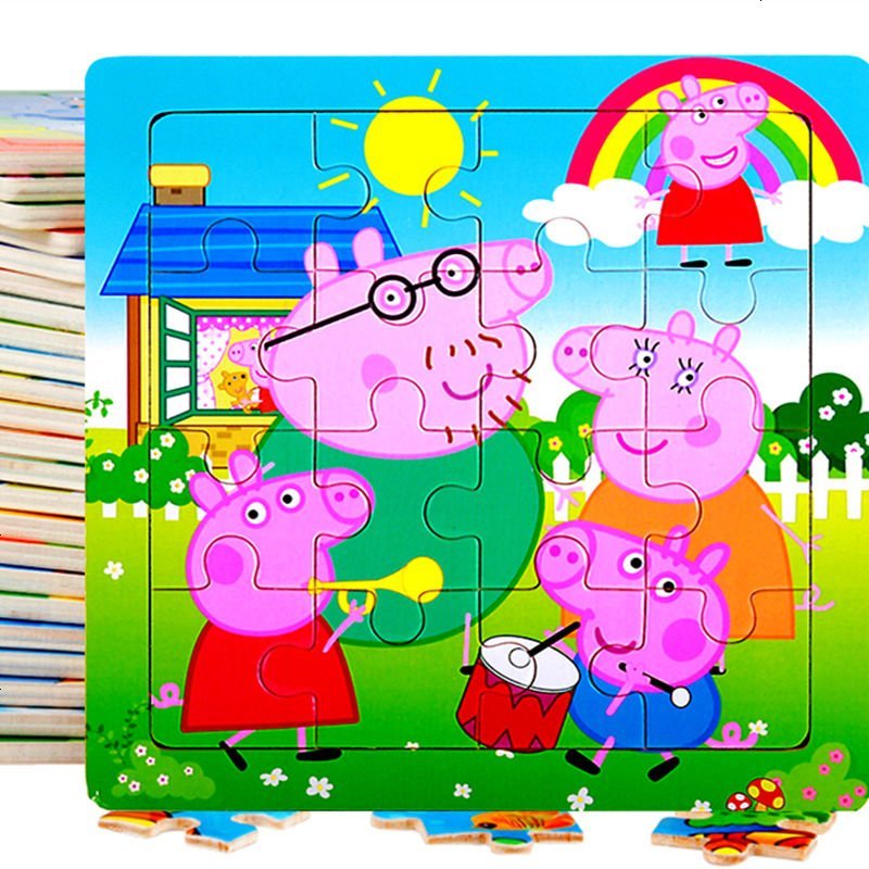 16片木质拼图宝宝幼儿木制早教益智力26岁男女儿童积木玩具4只装