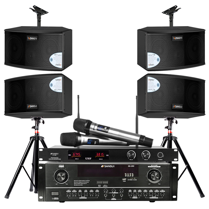 山水(SANSUI)两对SP3-06家庭KTV音响套装家庭影院家用卡包功放卡拉OK客厅会议音箱无线麦克风