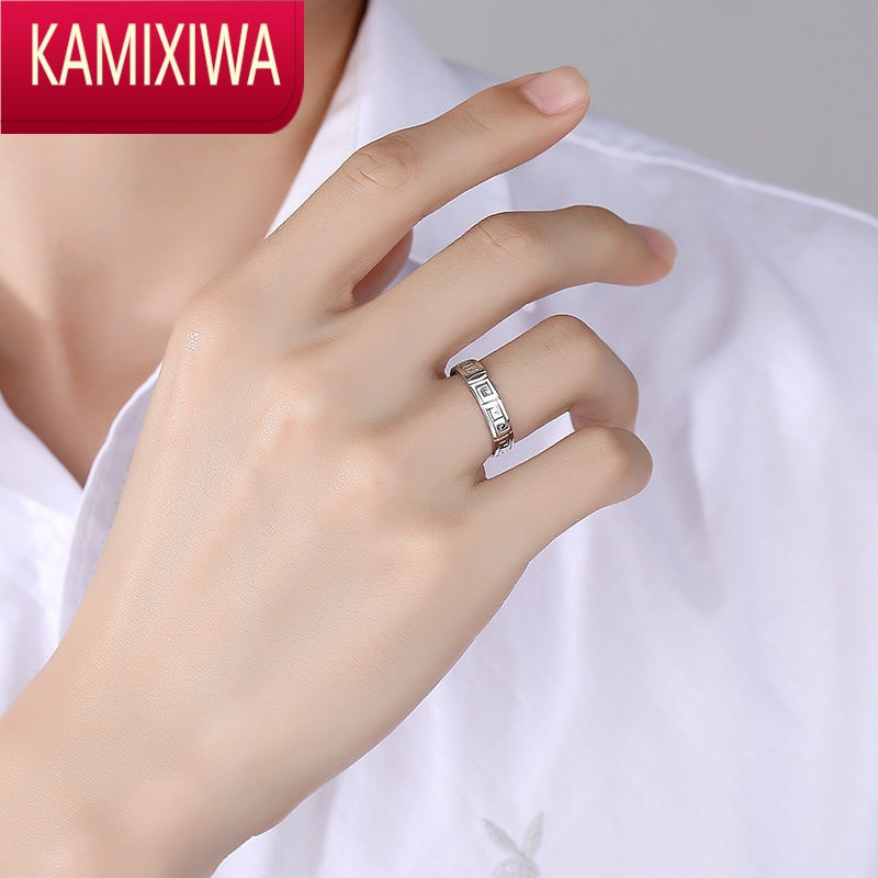 kamixiwa银戒指男士999潮宽单身活口轻奢个性ins潮人食指可调节质感