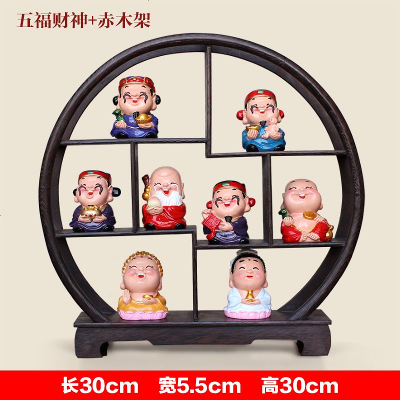 五福财神爷摆件 家居创意五路小装饰品 玄关电视柜招财摆设工艺品