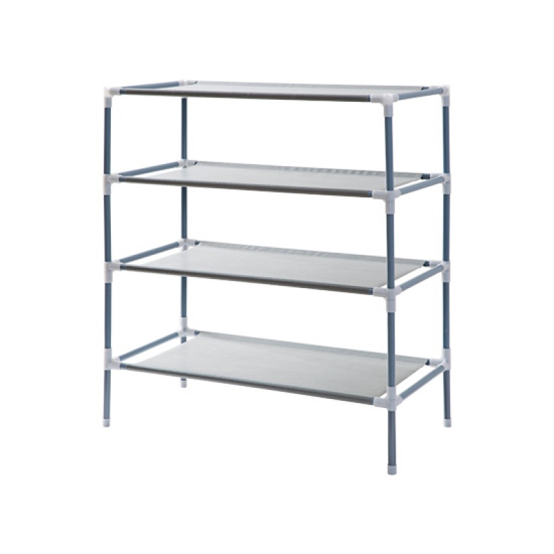 创意多层无纺布简易鞋架多功能收纳置物架简约现代宿舍鞋柜 灰色4层