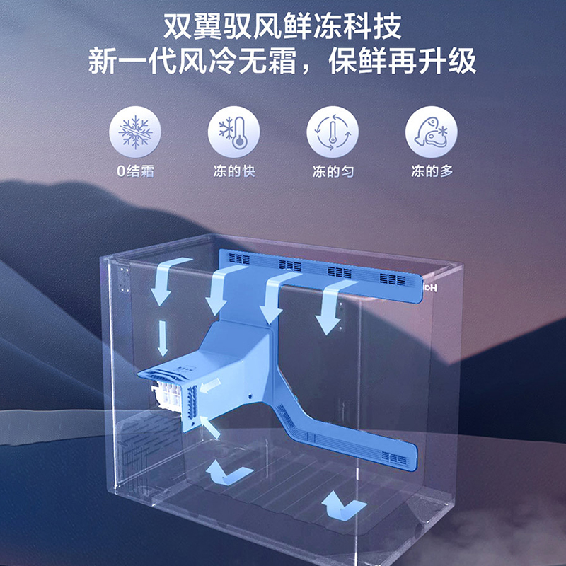 海海尔166升风冷无霜领鲜卧式柜 风冷无霜 大冷冻力 -38℃制冷深度 高温度均匀性 高容积利用率 黑金净化(抗菌净味)