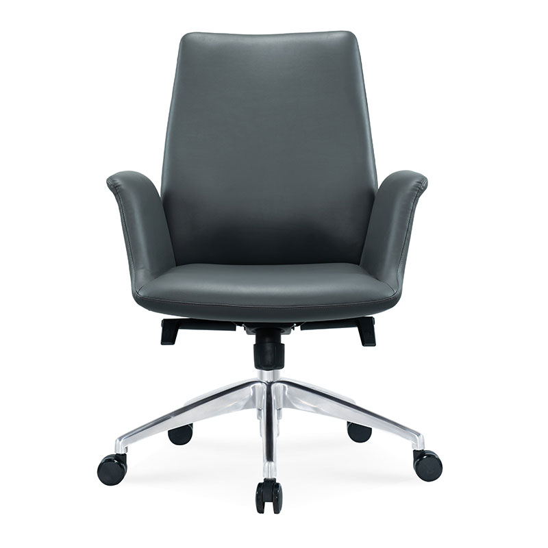 臻远 ZY-7477办公椅简约现代中背皮椅主管椅转椅 西皮高清大图