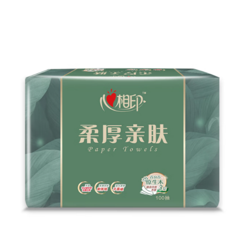 心相印柔厚亲肤金装经典系列茶语系列3层抽纸 DT100(箱装)100抽18包高清大图