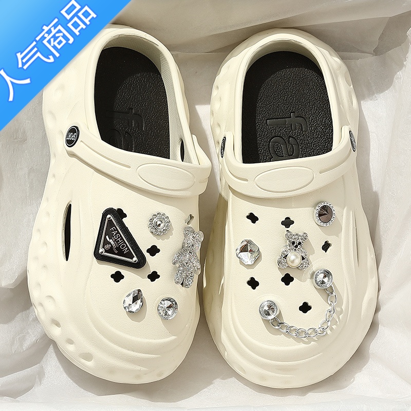 SUNTEK洞洞鞋女款外穿凉鞋2023新款包头厚底防滑网红沙滩凉拖鞋女士夏季高清大图