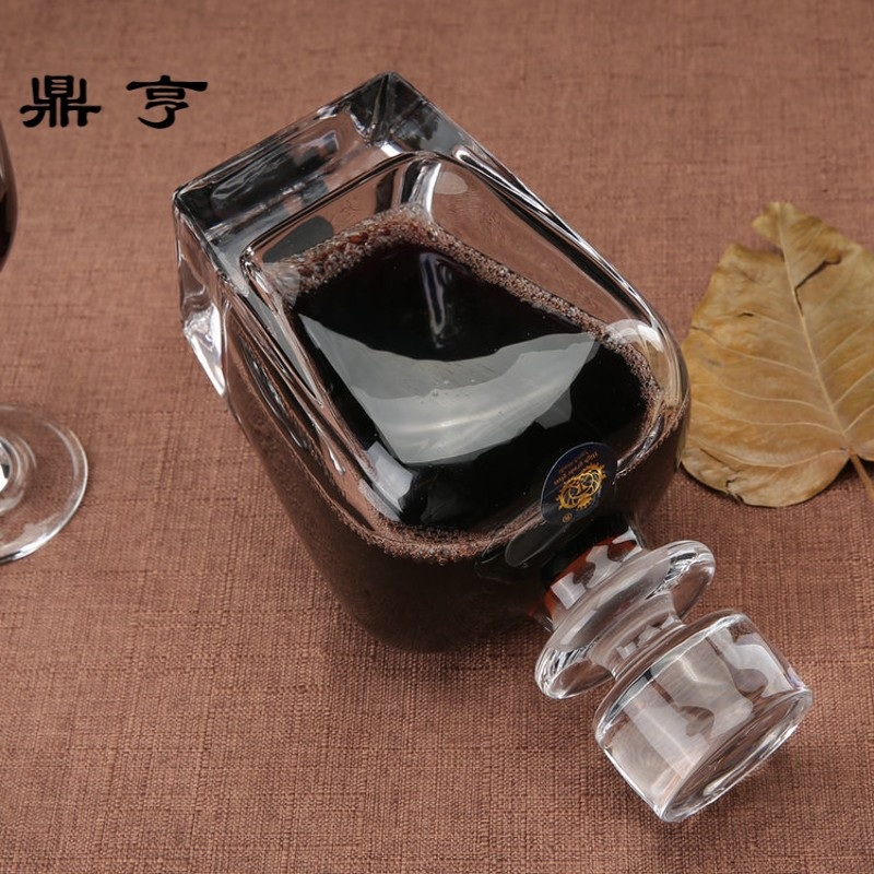 鼎亨无铅水晶醒酒器 创意带盖磨砂酒壶玻璃红酒瓶分酒器洋酒壶酒