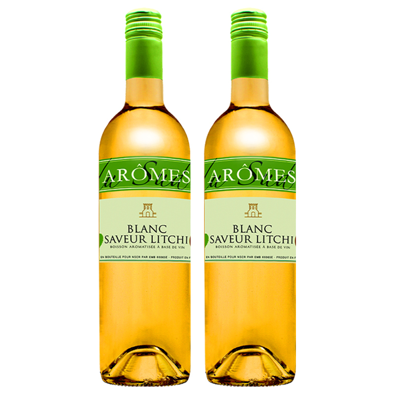 法国原瓶进口 奥莫斯荔枝味配制酒 Aromes blanc saveur litchi双支装750ml*2