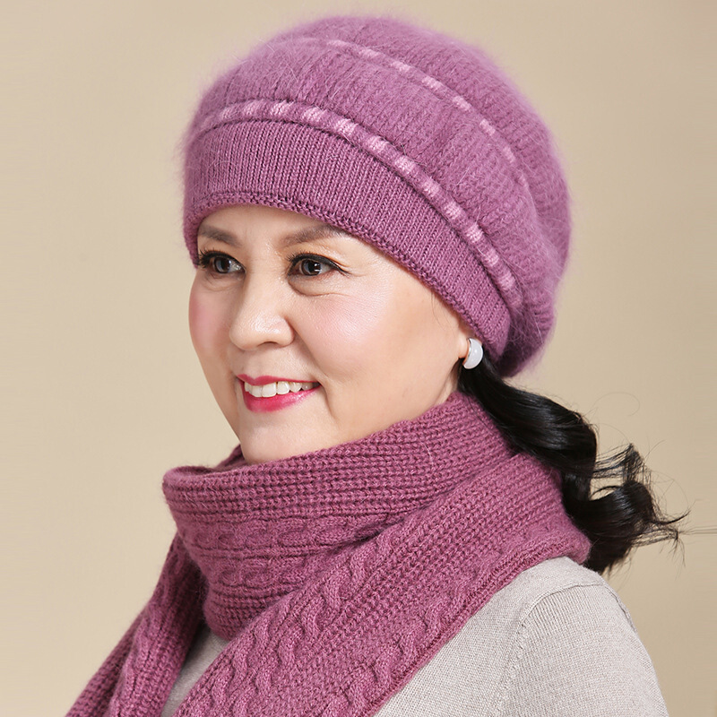 迪鲁奥diluao冬天帽子女中老年针织帽混纺帽老人冬季保暖老太太奶奶帽