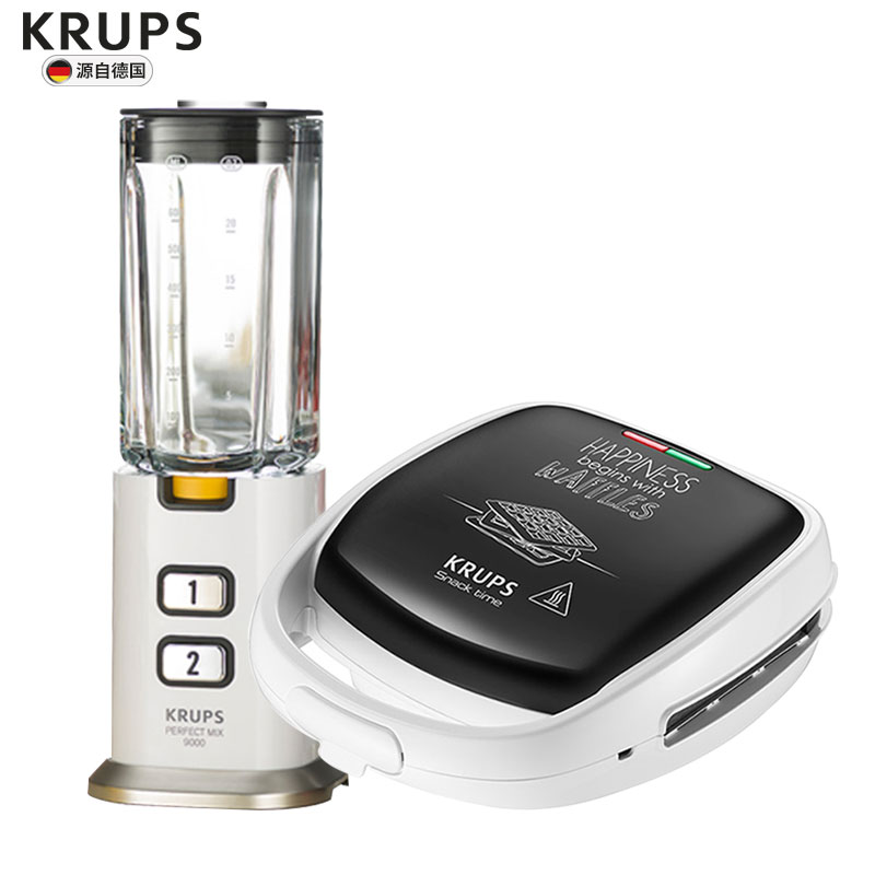 Krups迷你搅拌机家用果蔬榨汁机干磨绞肉辅食机多功能华夫饼机加热加大卷蛋机三明治机(送XA801880烤盘配件)两件套高清大图