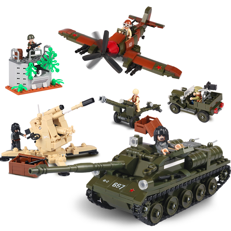 小鲁班二战坦克库尔斯克战役男孩积木玩具拼装军事装甲车模型