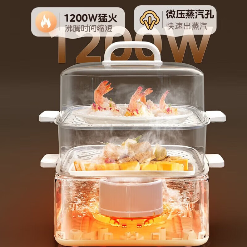美的(Midea)电蒸锅家用多功能炖蒸煮一体小煮锅多层早餐蒸笼蒸箱 MZ-ZGE2323Z02高清大图