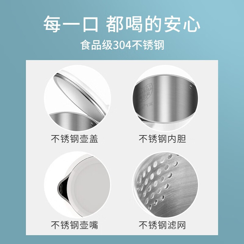 九阳(Joyoung)电热水壶 家用1.5L双层保温防烫开水壶K15FD-W370高清大图