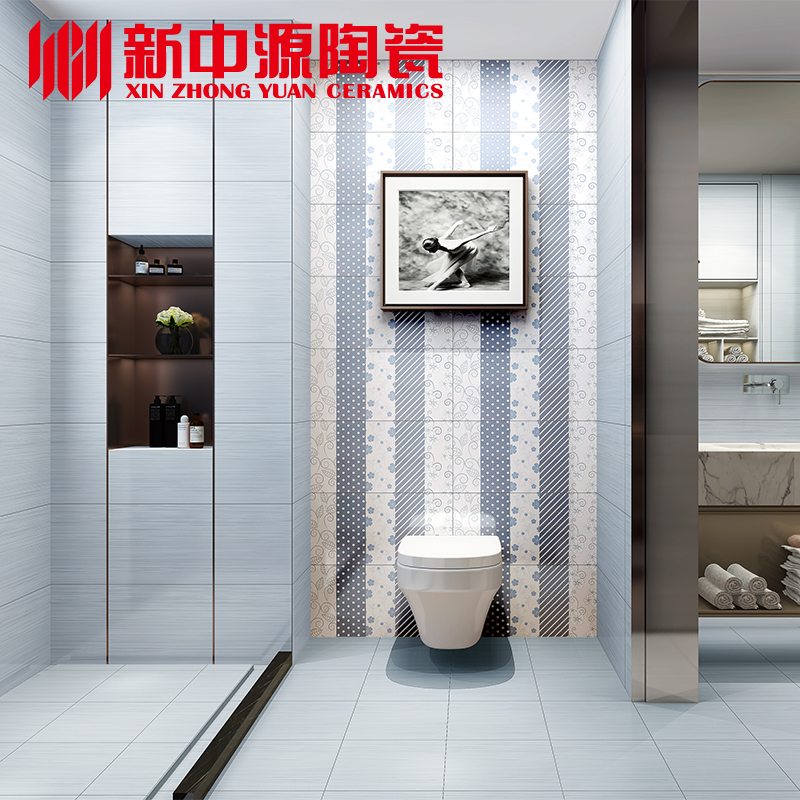 新中源陶瓷简约条纹布纹瓷砖卫生间墙地砖300x600厨房防滑地板砖60199