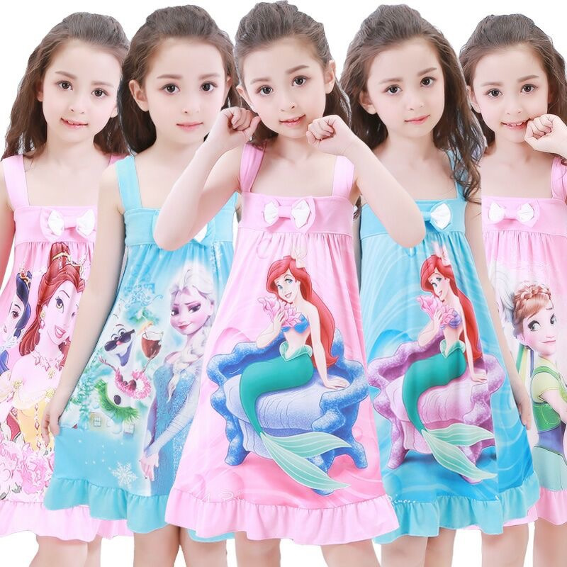 促销女童睡衣夏季儿童睡衣短袖女孩宝宝家居服夏天小孩子睡衣带裙子