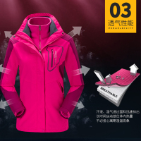 花花公子冲锋衣男女潮牌三合一登山服户外防风外套加绒加厚两件套