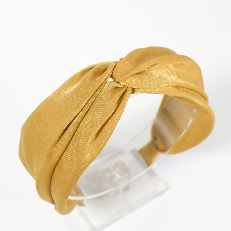 贾静雯同款纯色缎面超宽压发头箍布艺交叉宽边发箍发卡发饰头饰品视频