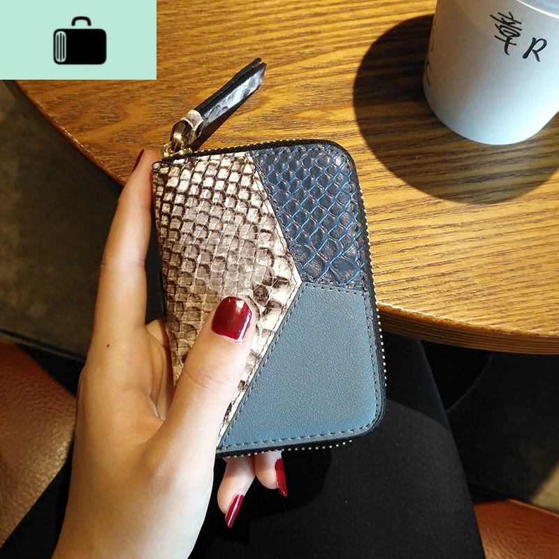 真皮2020新款拉链卡包女风琴精致高档多卡位名片夹银行卡包零钱包NEWLAKE 蛇纹现货