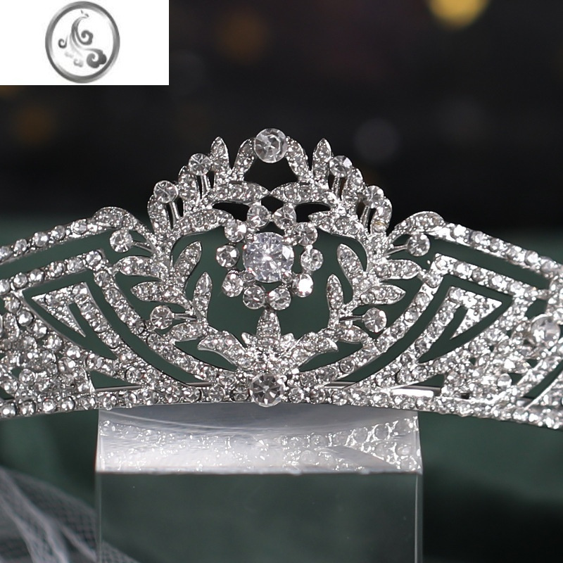 jimi新款欧美巴洛克皇冠新娘头饰简约合金水钻高级结婚婚纱公主王冠