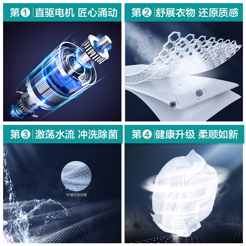 海信(Hisense)蒸汽直驱D系列 10公斤大容量 永磁直驱变频 超薄变频滚筒洗衣机 HG100DF14D