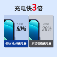 苏宁小Biu GaN氮化镓65W PD快充充电器适用华为/小米/苹果手机/笔记本65W三口快充充电器小身材大用途