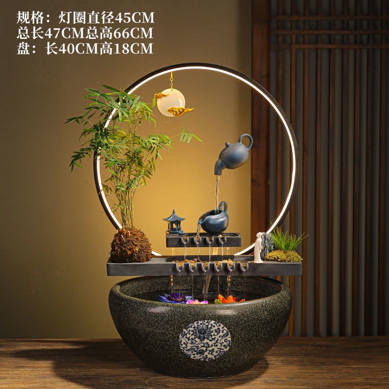 流水摆件循环水办公室客厅桌面景观鱼缸招财生财创意家居装饰礼品图片