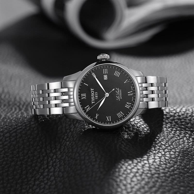 天梭(TISSOT)力洛克自动机械黑盘男士手表正装男表T41.1.483.53图片
