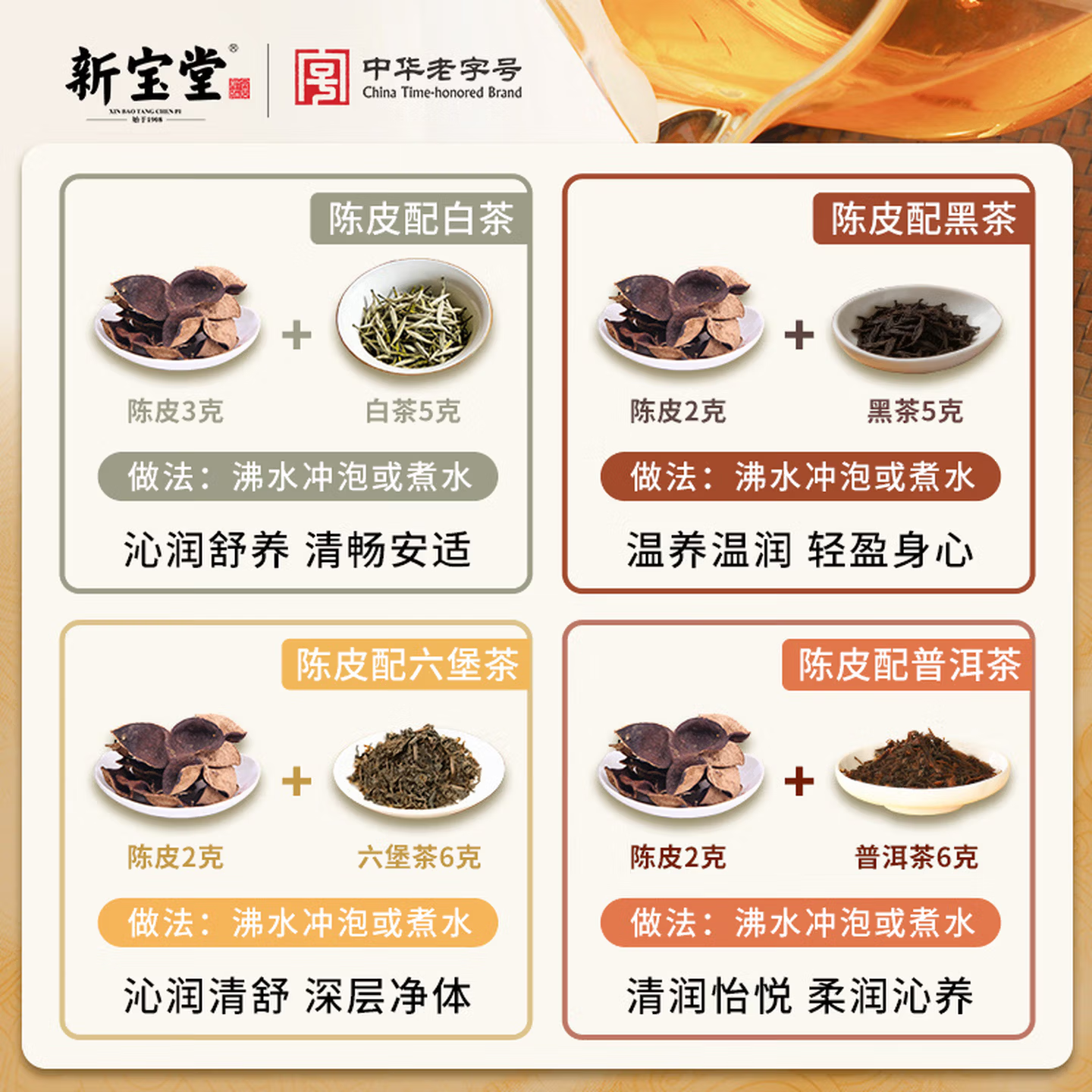 新宝堂陈皮茶特级十年陈皮养生茶礼盒新会核心产区古法工艺醇香顺滑高清大图
