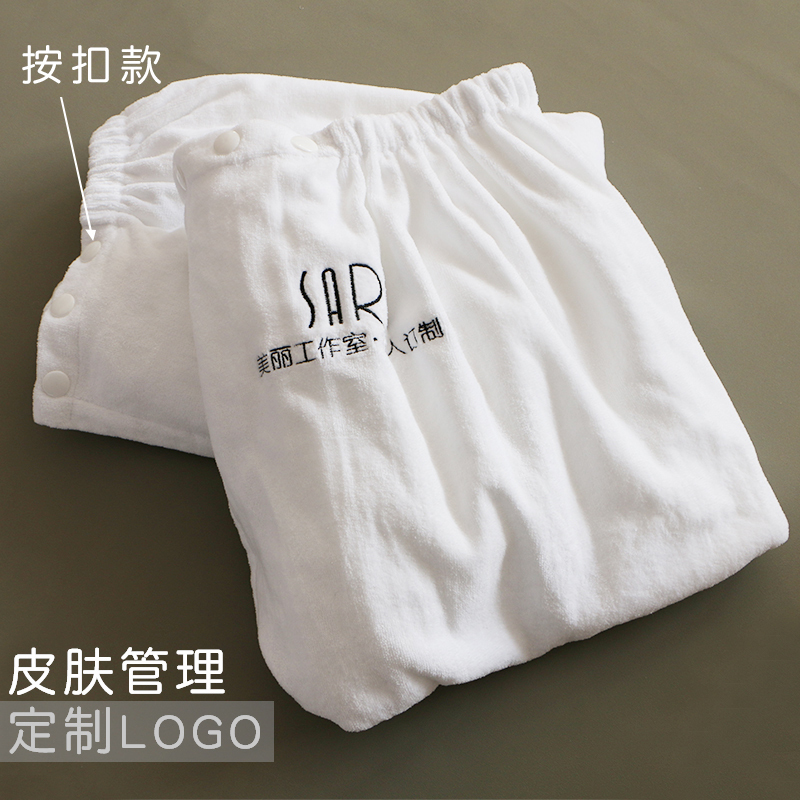 院浴裙女抹胸浴巾纯棉裹胸浴衣浴袍厚毛巾料皮肤管理定制logo