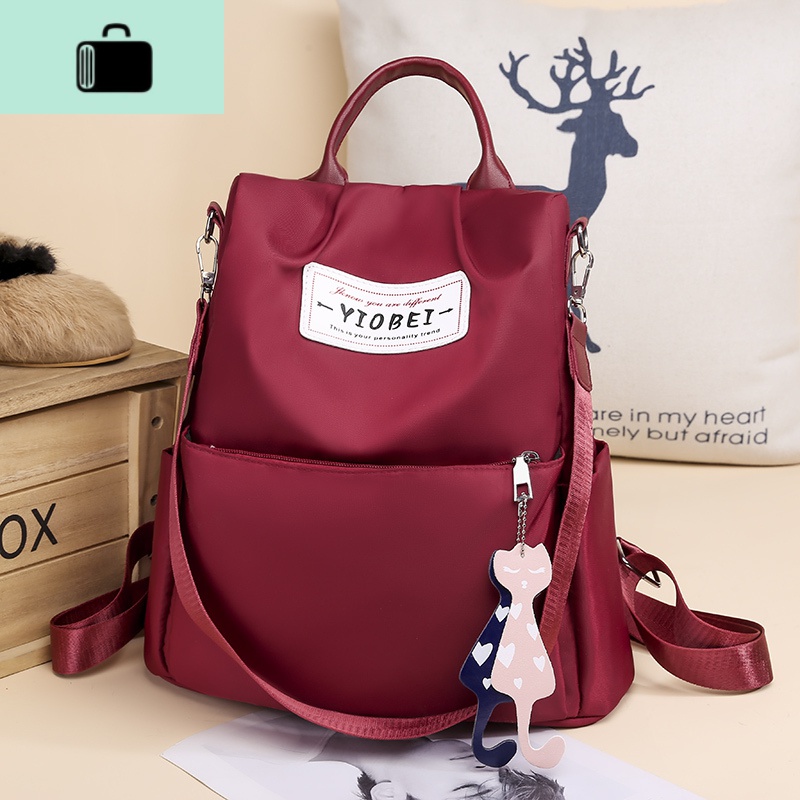 2020新款双肩包女士潮韩版百搭时尚书包休闲旅行防盗牛津帆布背包NEW LAKE