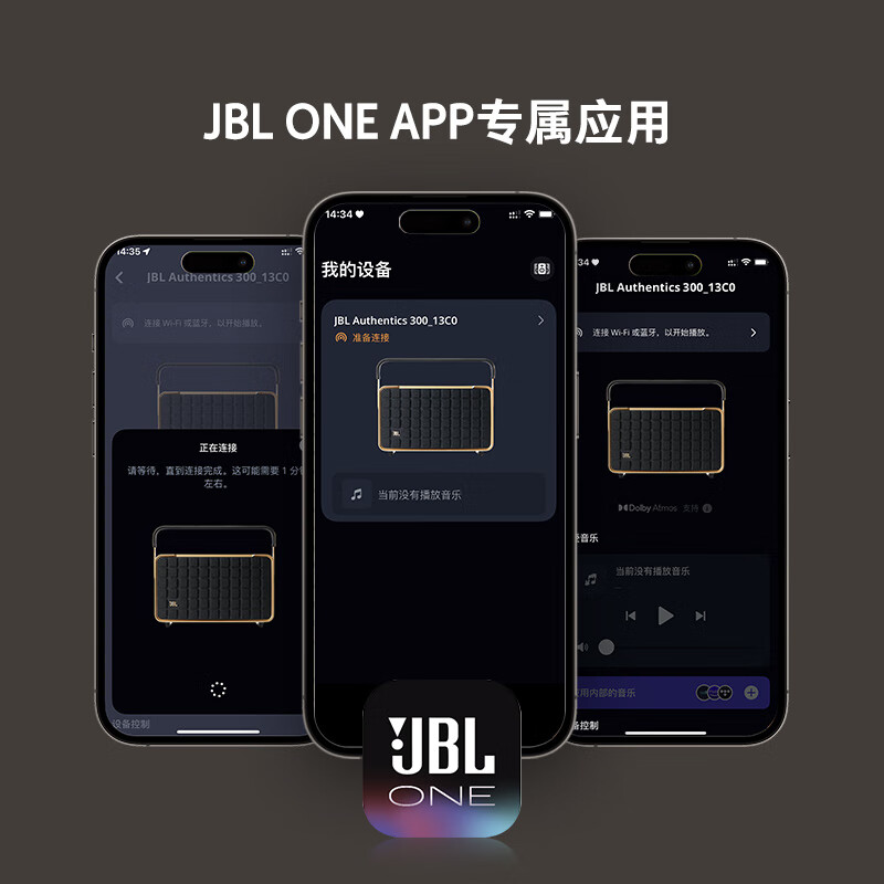 JBL 音乐世家300 无线蓝牙音箱音响 家用桌面电脑音响 便携户外露营音箱通用AUTHENTICS300高清大图