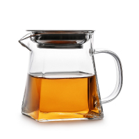 金镶玉 茶具配件 公道杯高硼硅玻璃杯带不锈钢茶漏 茶海虑茶器 四方雅致350ml